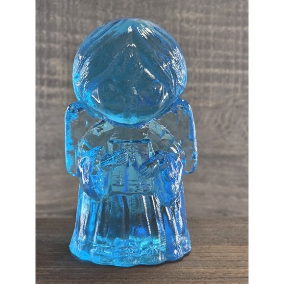 Angel Mosser Glass 1970s Blue Singing Winged 4" Paperweight Figure 76.8 - Picture 3 of 15